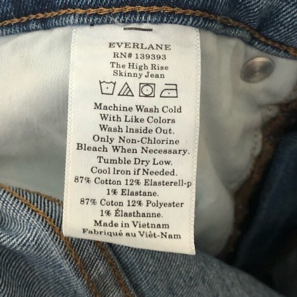 Everlane High Rise Skinny Jeans Blue Women’s Size 26 Distressed Stretch Denim - Picture 13 of 16